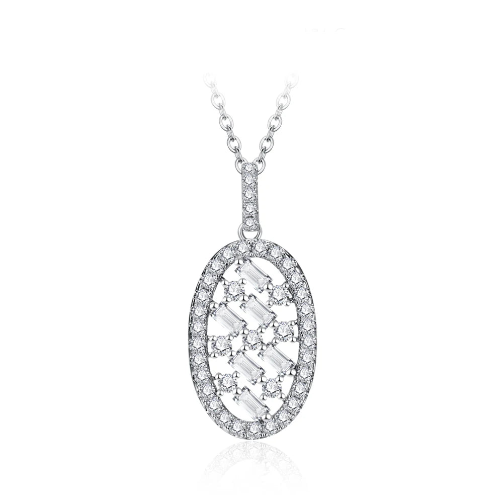 Oval White Gold Moissanite Necklace | IL0000