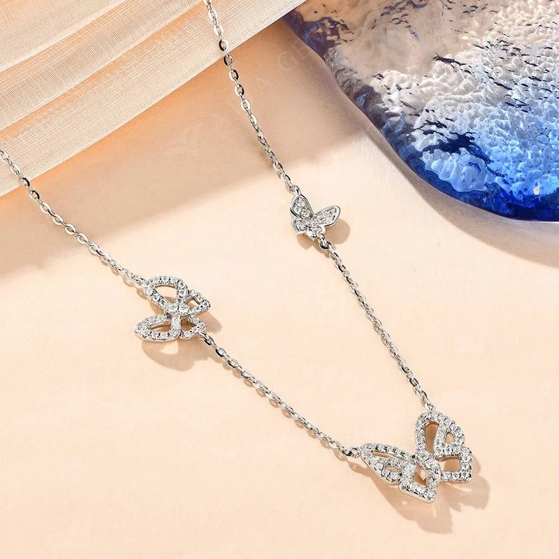 Butterfly Round Cut Moissanite Necklace Chain | IL0000