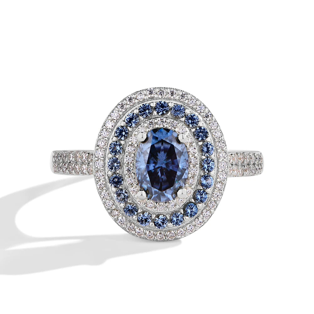 Oval Cut Blue Moissanite Ethnic Ring | IL0000