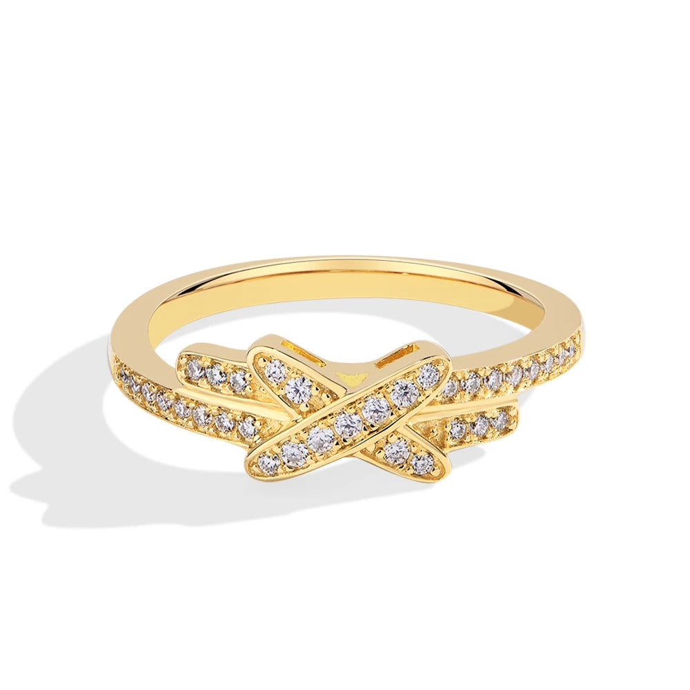 Romantic Cross Moissanite Gold Ring | IL0000