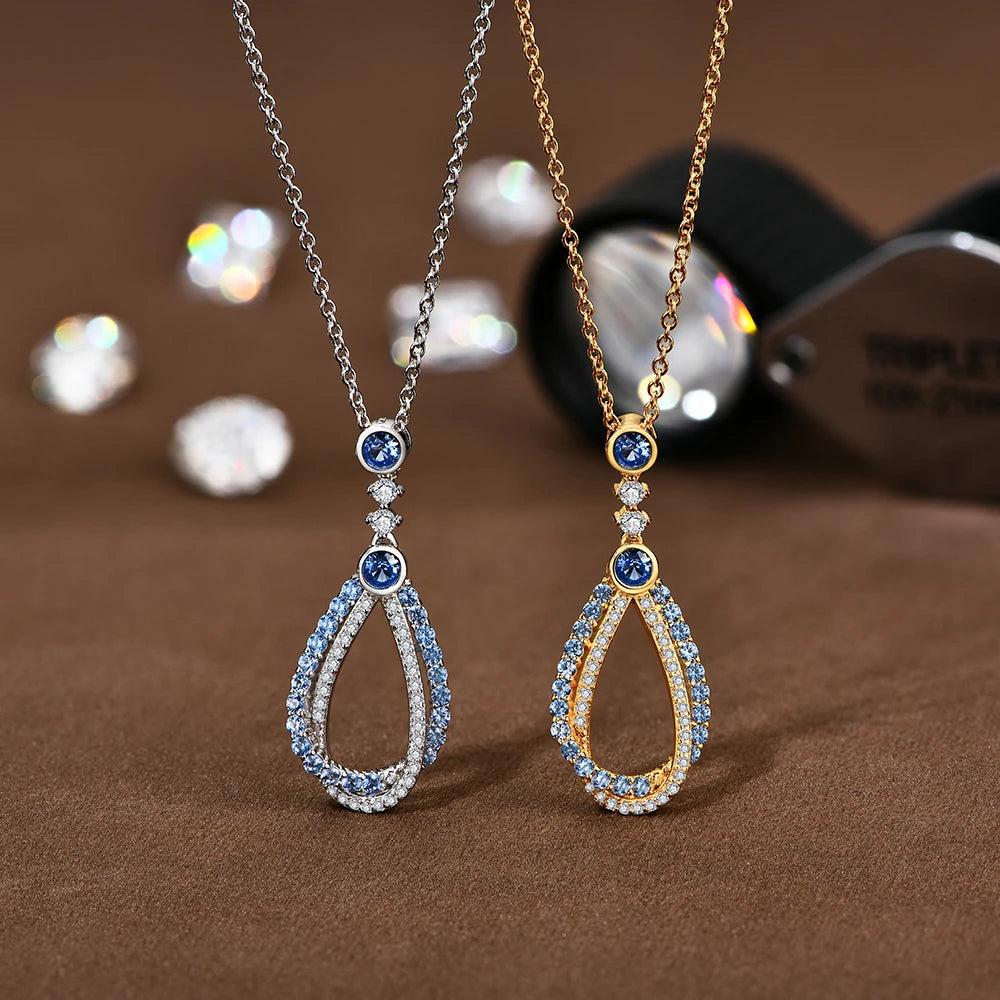 Blue Spinel - Moissanite Necklace | IL0000